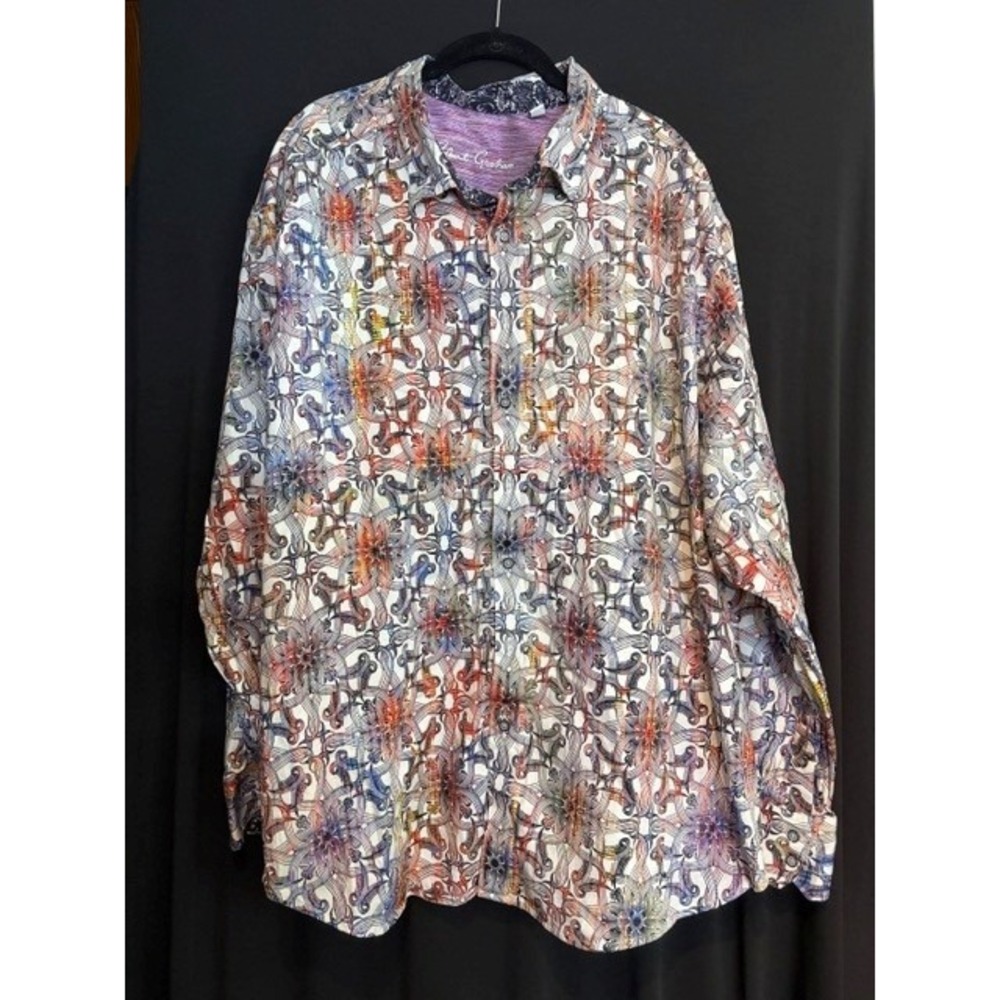 Men's Paisley Kaleidoscpic Robert Graham Long Sleeve Button Down Shirt Size 3XL